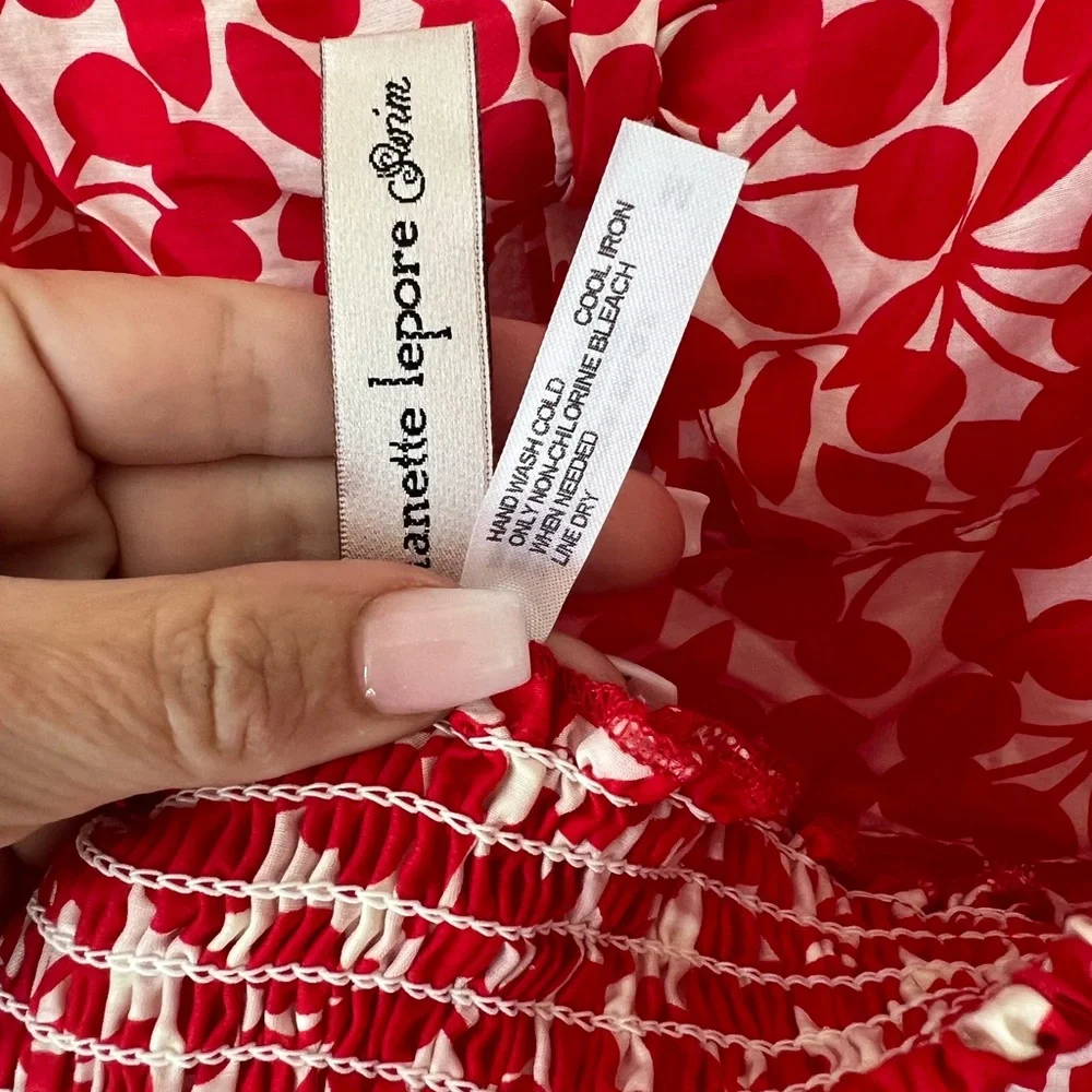 Nanette Lepore Cote D’Azur Red & White Cherry Print Swim Coverup Dress M $148 - Picture 9 of 11